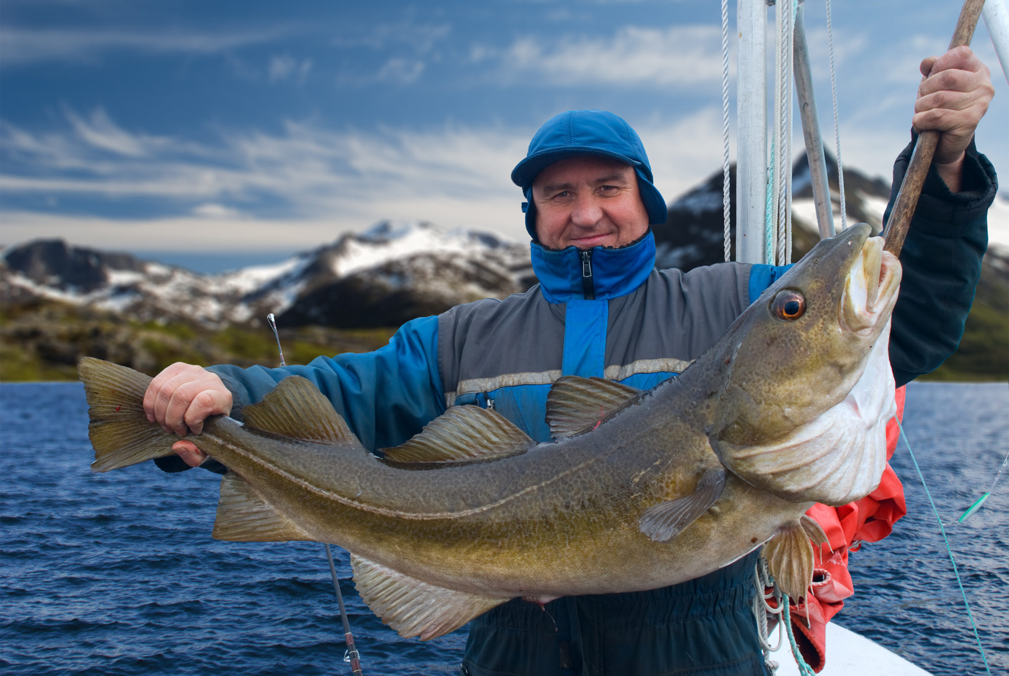 mann på torskefiske